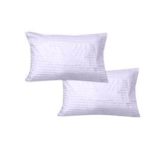 600TC Pair of Wide Self Striped Standard Pillowcases Lilac