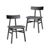 Claire Dining Chair Set of 2 Solid Oak Wood Fabric Seat Furniture - Black