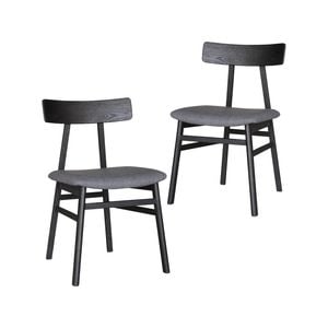 Claire Dining Chair Set of 2 Solid Oak Wood Fabric Seat Furniture - Black