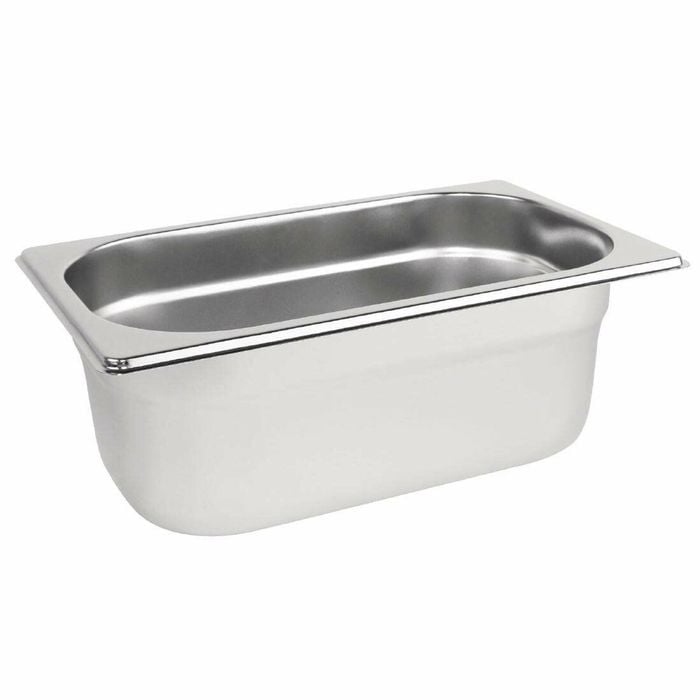 Vogue Gastronorm Tray Stainless Steel 1/4 Size 100mm Deep 2.5l Commercial Kitchen Food Storage