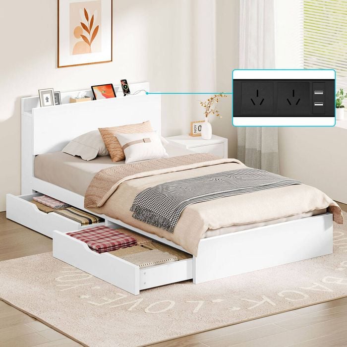 Alfordson Bed Frame King Single With 2 Drawers