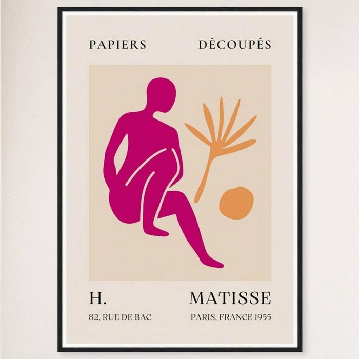 Galrie Papiers Découpés H. Matisse Art Print Pink Silhouette (1955), Black Frame, A2 42 x 60cm (16 x 24inch)