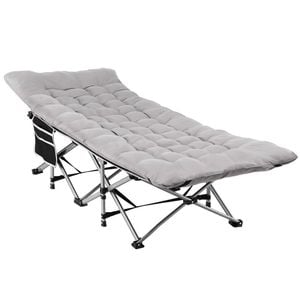 Artiss Folding Bed With Mattress Camping Cot Portable Grey 185CM
