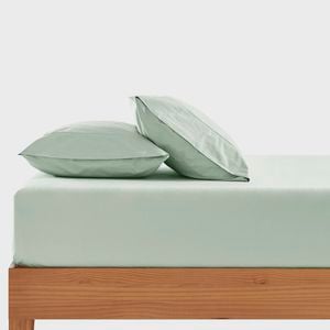 Dreamaker 300TC Cotton Percale Combo Fitted Sheet Set Sage Double Bed
