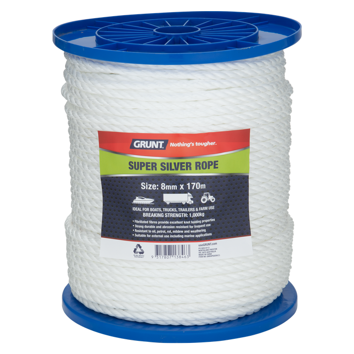 Grunt 8mm x 170m White Super Silver Rope
