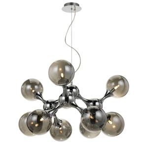 Telbix Cosmic Modern Pendant Hanging Lamp Light Glass Metal Chrome Smoke