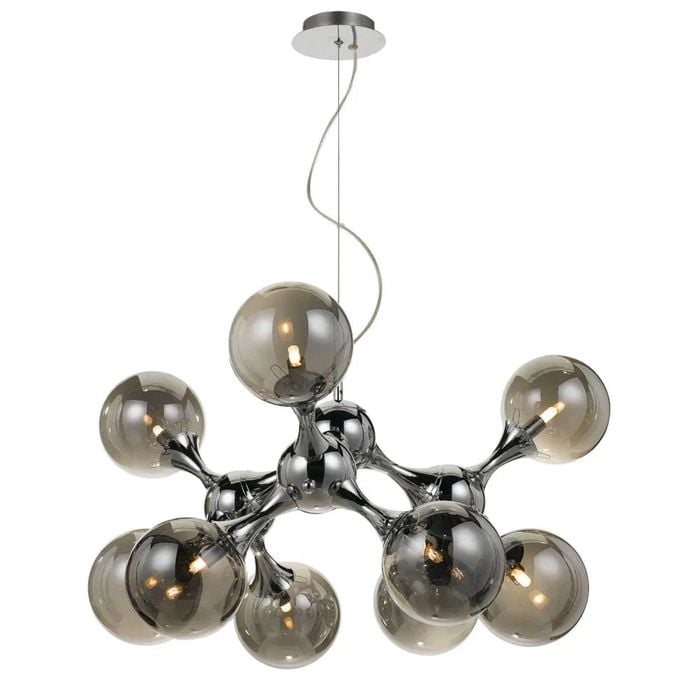 Telbix Cosmic Modern Pendant Hanging Lamp Light Glass Metal Chrome Smoke