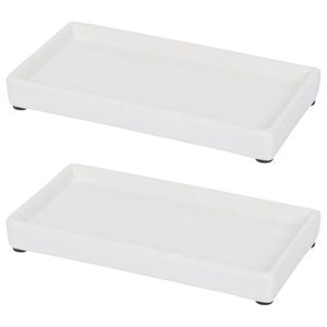 Ceramic Soap Dispenser Trays - White - Pack of 2