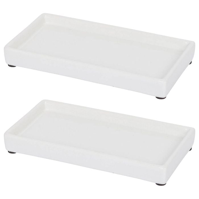 Ceramic Soap Dispenser Trays - White - Pack of 2