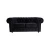 Cleo 2 Seater Velvet Fabric Sofa Black Colour Chesterfield Design