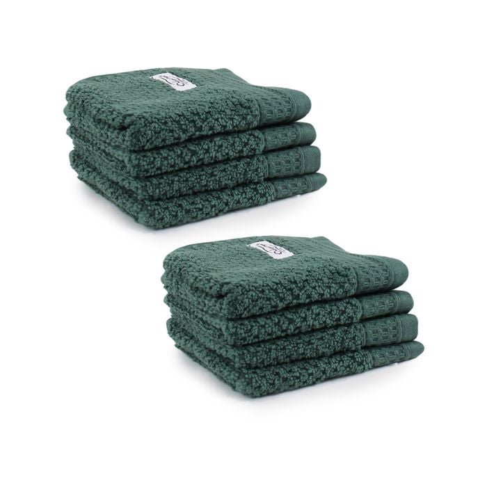 8pc Onkaparinga 30x30cm Avalon Face Washer 550gsm Fir Green