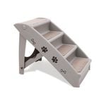 Furtastic Foldable Pet Stairs in Grey - 50cm Dog Ladder Cat Ramp with Non-Slip Mat for Indoor a