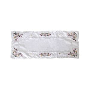 Victoriana White Applique Embroidered Table Runner 40 x 90 cm