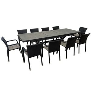 FurnitureOkay Richmond-Mosman 11-Piece Sintered Stone Extendable Outdoor Dining Setting