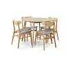Cusco 5pc Set Dining Set 100cm Round Table 4 Chair Fabric Seat Scandinavian