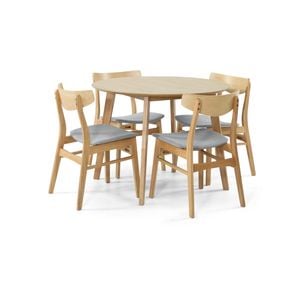 Cusco 5pc Set Dining Set 100cm Round Table 4 Chair Fabric Seat Scandinavian