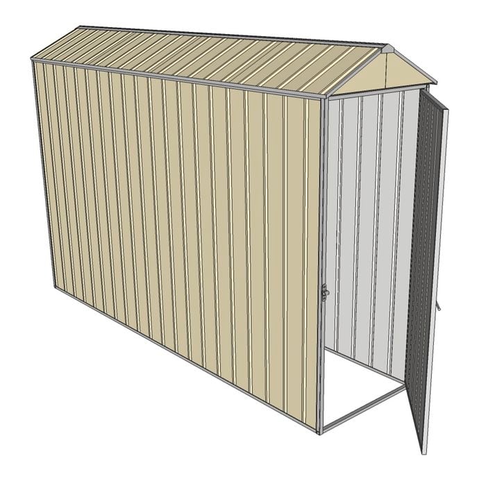 Build-a-Shed 0.8 x 3 x 2.1m Gable Single Hinged Door Shed - Cream