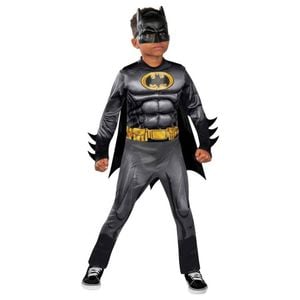 Batman Deluxe Lenticular Muscle Chest Halloween Costume for Kids Official DC Comics Black Colour, 3-5-YRS
