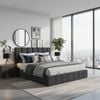 Milano Luxe Linear Boucle Gas Lift Bed Frame Charcoal Single