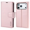 For Apple iPhone 18 Pro /17 Pro Genuine Hanman 2 in 1 Detachable Magnetic Flip Leather Wallet Cover Case (Rose Gold)