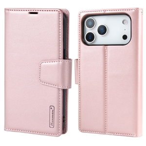 For Apple iPhone 18 Pro /17 Pro Genuine Hanman 2 in 1 Detachable Magnetic Flip Leather Wallet Cover Case (Rose Gold)