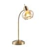 Telbix Marbell Contemporary Table Desk Lamp Light Metal Glass Antique Brass Amber Gloss