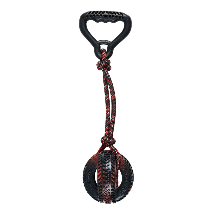 Happy Tails Handle With Ball Rope Toy