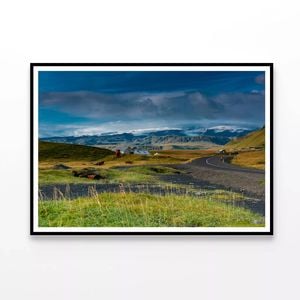 Grass Lands with Mountains  Print 100% Australian Made 90x60cm  (Poster)