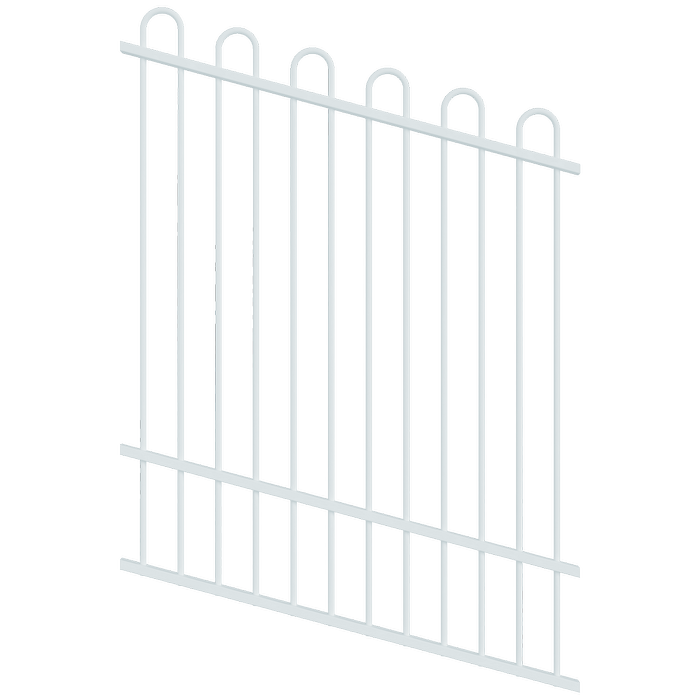 ProtectorAl 0350-1200W x 1500H Pearl White Loop Top Pool Fence Panel Raked Up to 15º
