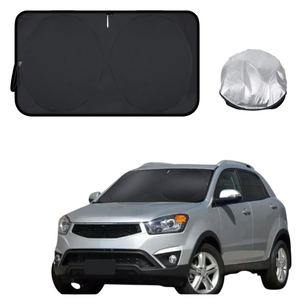 Front Windscreen Sun Shade for SsangYong Korando 2014 - 2018 - Standard 150 x 85 cm - Black