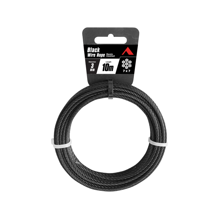 Pinnacle 3mm x 10m Black Resin Wire Rope