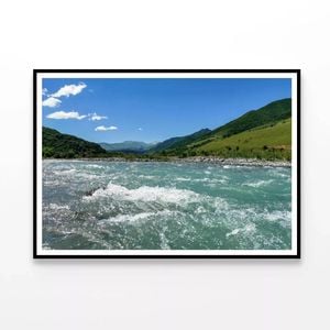 River, Hills with Mountains  Print 100% Australian Made 120x90cm  (Poster)