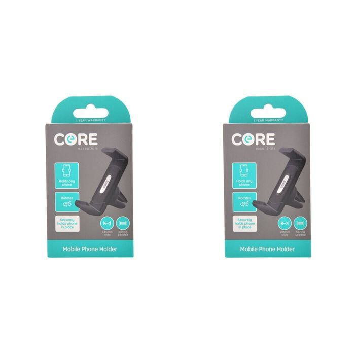 2PK Core Essentials Car Vent Mobile Phone Holder Universal - Black