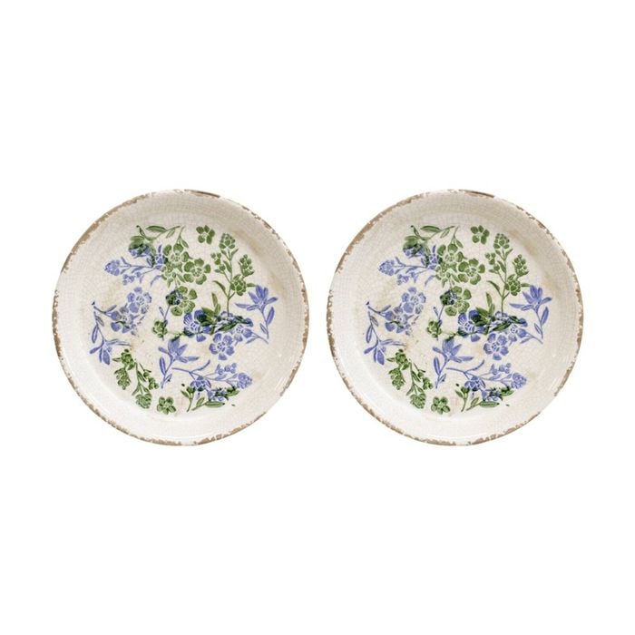 2pk Lvd Botanical Blue Ceramic Kitchen Dinner Plate Home Decor 23.5x23.5x2.5cm