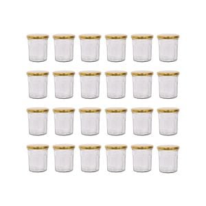 Argon Tableware 150ml Glass Jam Jars With Airtight Gold Lids - Set Of 24 Empty Screw Top Kitchen Storage Preserving Jar