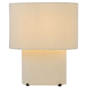 Telbix Verso Contemporary Table Desk Lamp Light Boucle Metal Plastic Ivory Textured
