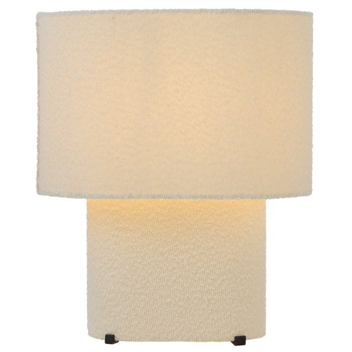 Telbix Verso Contemporary Table Desk Lamp Light Boucle Metal Plastic Ivory Textured