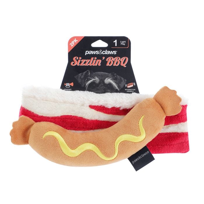 Paws & Claws 24 x 7 x 3cm Sizzlin' BBQ Dog Toy - 2 Pack