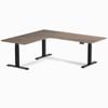 Desky L-shape Sit To Stand Natural Walnut Melamine Desk 2000x1800mm - Left Return Height Adjustable Matte Black Leg