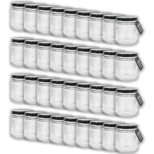 36PK Glass & Co Olivia Round Black Metal Lid Storage Jar 200ml Clear