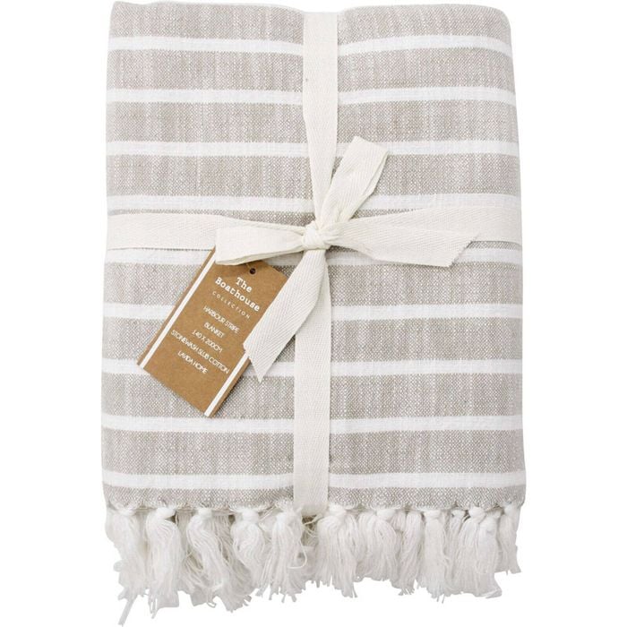 LVD Stonewashed Cotton Harbour Blanket Throw 140x200cm Natural Dune