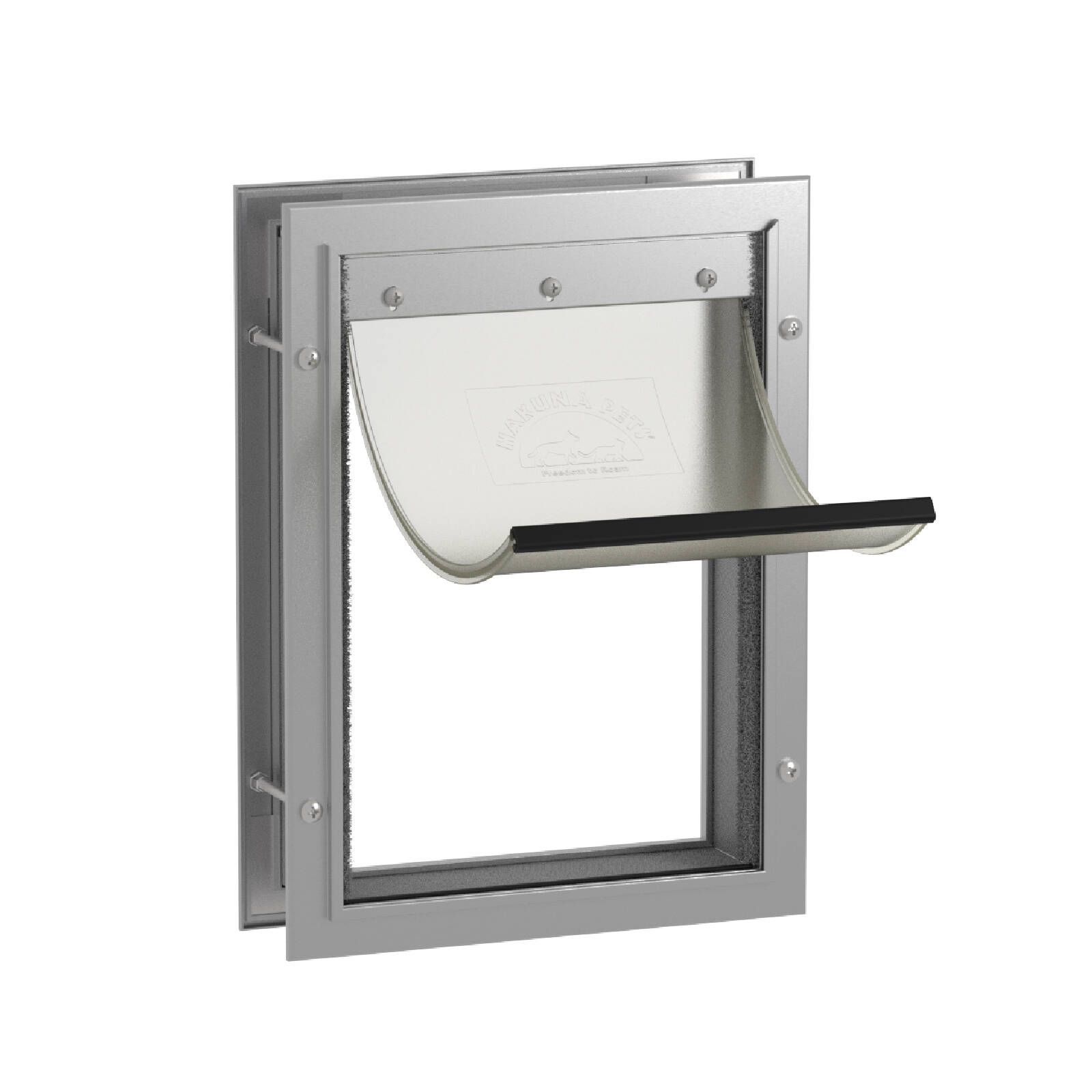 Gattaiola Per Vetro Hakuna Pets Porta Per Cani In Alluminio - Aletta Deluxe Per Porte E Pareti Fino A 70mm, Bianco Gattaiola Per Gatti Da Porta Legno - copertina