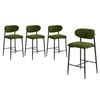 Oikiture 4x Bar Stools Kitchen Stool Counter Chair Boucle Green