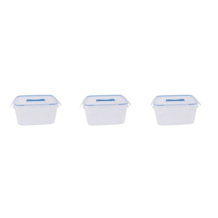 3PK Urban Kitchen Med Storage Container w/ Clip Lock Silicone Lid Durable 30x23.2cm