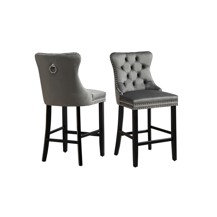 Elegant Collections Grey French Bar Stool with Footrest
