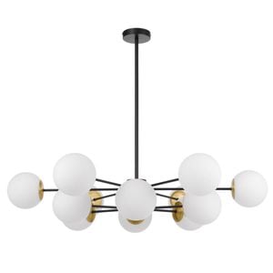 Telbix Marsten Contemporary Pendant Hanging Lamp Light Metal Glass Black Opal Matt Antique Gold