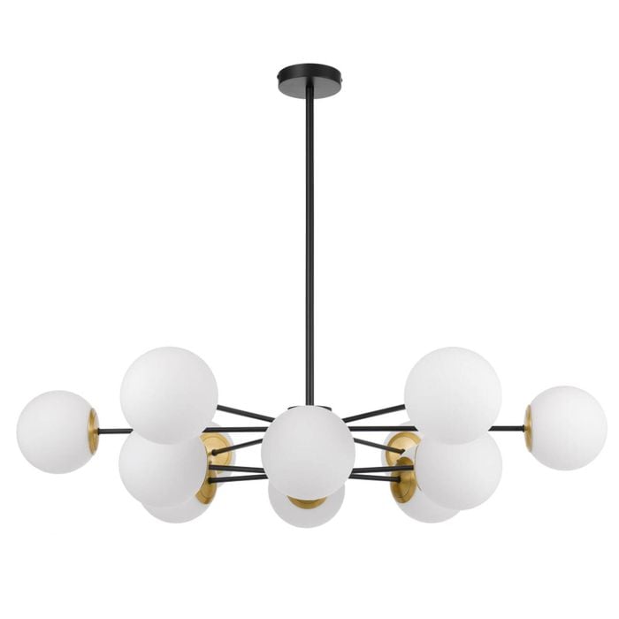 Telbix Marsten Contemporary Pendant Hanging Lamp Light Metal Glass Black Opal Matt Antique Gold