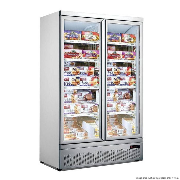 Thermaster LG-1000GBMF Double glass door colourbond upright freezer bottom mounted