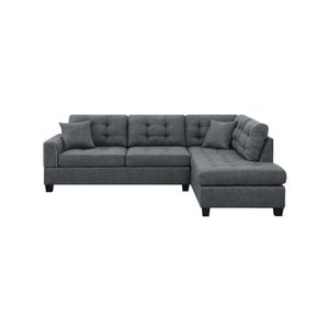 Foret 263cm L Shape Fabric Corner Sofa Chaise Lounge 4/5 Seater Dark Grey
