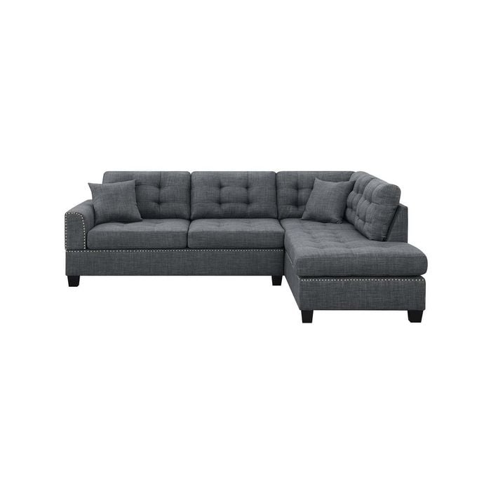 Foret 263cm L Shape Fabric Corner Sofa Chaise Lounge 4/5 Seater Dark Grey